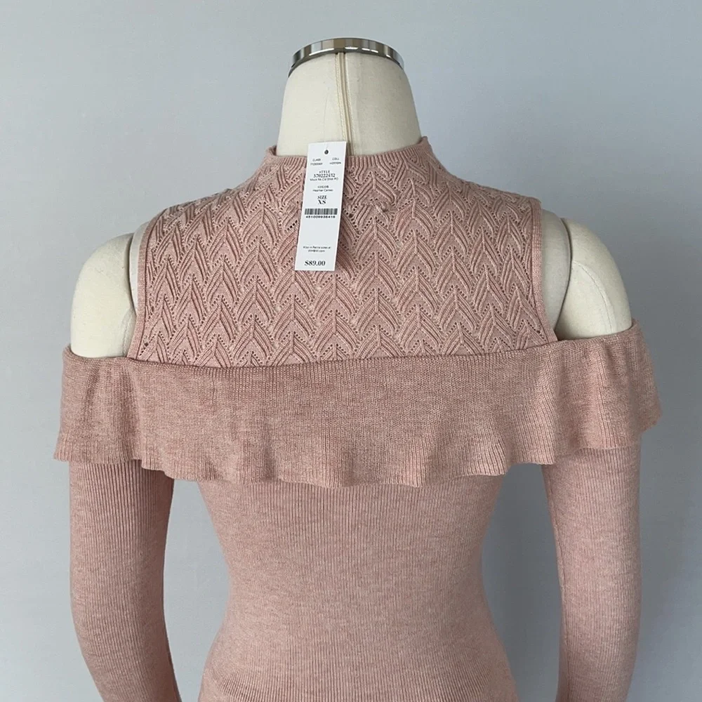 NWT WHBM Cold Shoulder Mock Neck Sweater XS - Picture 12 of 16